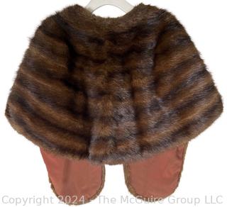 Brown Mink Fur Stole Embroidered with Previous Owners Name, Diana