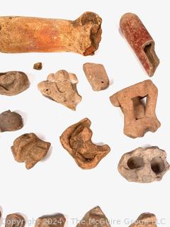 Pre-Columbian Mayan Mesoamerican Clay Artifact Fragments Featuring Heads and Faces 