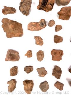 Pre-Columbian Mayan Mesoamerican Clay Artifact Fragments Featuring Heads and Faces 