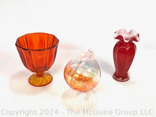 Art Glass Vase, Bowl & Hanging Sun Catcher