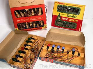 Four (4) Boxed Sets of Older Christmas Lights. Powers On