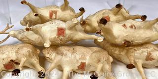 Seven (7) Celluloid Reindeer Decorations Made in Japan with Tax Stamp