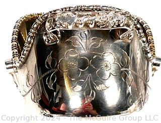 Vintage Sheffield England Hand Engraved Sugar Bowl Scuttle. No Hallmarks