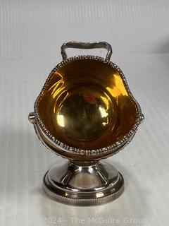 Vintage Sheffield England Hand Engraved Sugar Bowl Scuttle. No Hallmarks