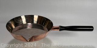 Tin Lined Copper Skillet with Side Spout. Made by Elkington and Co. England 