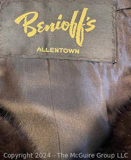 Brown Mink and Curly Lamb Swing Jacket With Three-Quarter Length Sleeves from Benioff's.