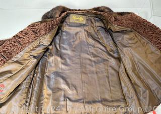 Brown Mink and Curly Lamb Swing Jacket With Three-Quarter Length Sleeves from Benioff's.