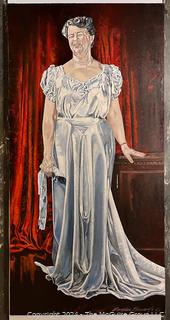 Unframed Original Oil on Canvas of Eleanor Roosevelt Signed by Artist Douglas Edwards 24 x 48"