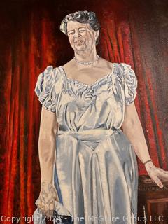 Unframed Original Oil on Canvas of Eleanor Roosevelt Signed by Artist Douglas Edwards 24 x 48"