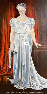 Unframed Original Oil on Canvas of Eleanor Roosevelt Signed by Artist Douglas Edwards 24 x 48"