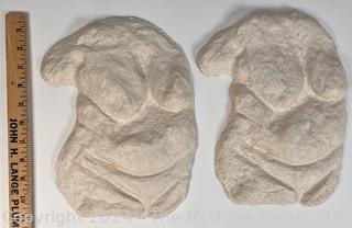 Two (2) Cast Molded Paper Female Nudes Title Venus Variations Signed by Artist Susan Grabel.