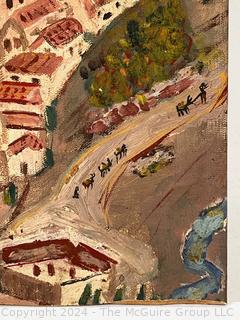 Unframed Oil on Board of Mountain Village Unsigned by Artist. 11 x 14" (0414VB)