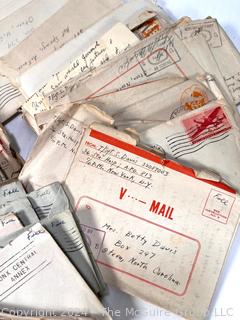 WW2 Censored Vmail Love Letters in Envelopes