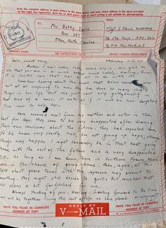 WW2 Censored Vmail Love Letters in Envelopes