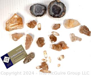 Collection of Arkansas Diamond Quartz Specimens and a Geode