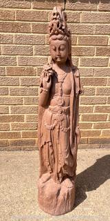 Asian Goddess Terracotta Pottery Garden Statue. 41" Tall