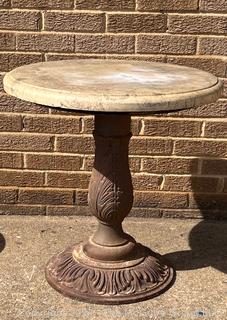 Outdoor Garden Table with Marble Top and Cast Iron Base. 24 x 25"T (0327SHC)