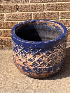 Terracotta Planter (Weathered Blue Paint) 12 x 15"T