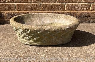 Cement Basket Shaped Garden Planter. 19 x 12 x 6" Tall