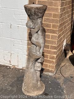 Cement Garden Pillar or Column with Cherubs. 39" Tall