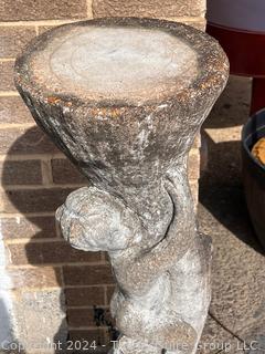 Cement Garden Pillar or Column with Cherubs. 39" Tall