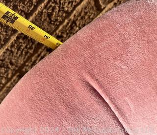 Pink Velvet Scallop and Tufted Slipper Chair with Tassels.  First of two offered in this auction. 26w x 30d x 34" Tall