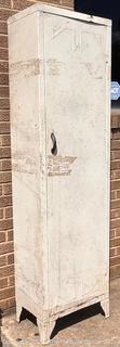 White Painted Steel Industrial Cabinet or Locker. 18w x 12d x 66" Tall