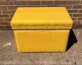 Yellow Vinyl Covered Galvanized Chest. 27w x 18d x 19" Tall