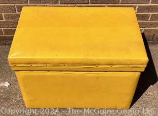 Yellow Vinyl Covered Galvanized Chest. 27w x 18d x 19" Tall