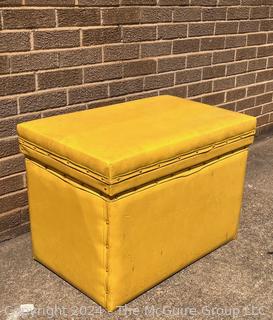 Yellow Vinyl Covered Galvanized Chest. 27w x 18d x 19" Tall