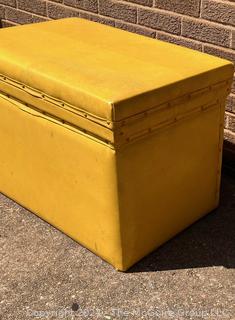 Yellow Vinyl Covered Galvanized Chest. 27w x 18d x 19" Tall