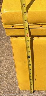 Yellow Vinyl Covered Galvanized Chest. 27w x 18d x 19" Tall