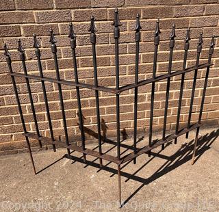 Two (2) 50"L Segments on 90 Degree Swivel Hinge of Cast Iron Fence. First of Two Offered in this Auction. 40" tall