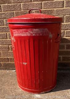 Red Painted Galvanized Aluminum Trash Can