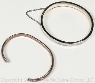 Two (2) Sterling Silver Bangle and Cuff Bracelets. 24.7 grams