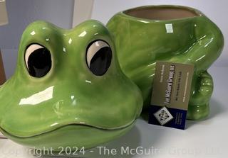 Ceramic Frog Cookie Jar (Note: some damage as shown)