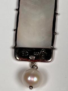 Sterling Silver Pendant With Pearl Signed by Designer 