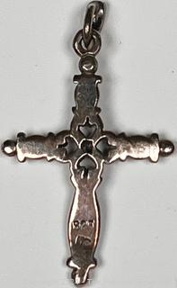 Two (2) Pendants. Sterling Silver Turtle and 825 Marcasite Cross