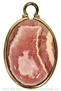 Rhodochrosite Cabochon Pendant in 12kt GF Bezel. 