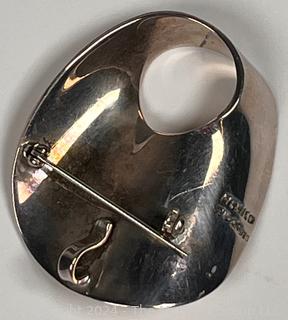 Sterling Silver Modernist Mobius Brooch Made in Mexico