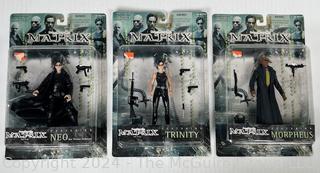 Original 1999 The Matrix Action Figures Neo Trinity and Morpheus Warner Bro Toy. Sealed New in Box