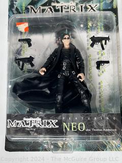 Original 1999 The Matrix Action Figures Neo Trinity and Morpheus Warner Bro Toy. Sealed New in Box