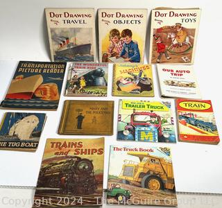 Vintage Children's Books on Transportation and Drawing