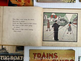 Vintage Children's Books on Transportation and Drawing