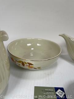 Hall's Superior Floral Autumn Leaf Quality Kitchenware by Mary Dunbar Jewel Homemakers Institute.