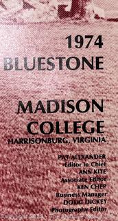 1974 College Yearbook "Bluestone" Madison College (Precursor to JMU)