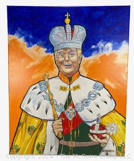 Unframed Original Political Oil on Canvas of Donald Trump as King Signed by Artist Douglas Edwards.  24" x 30"