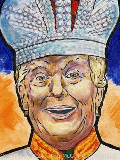 Unframed Original Political Oil on Canvas of Donald Trump as King Signed by Artist Douglas Edwards.  24" x 30"