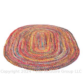 Bright Oval Coiled Rag Rug. 72 x 109"