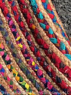 Bright Oval Coiled Rag Rug. 72 x 109"